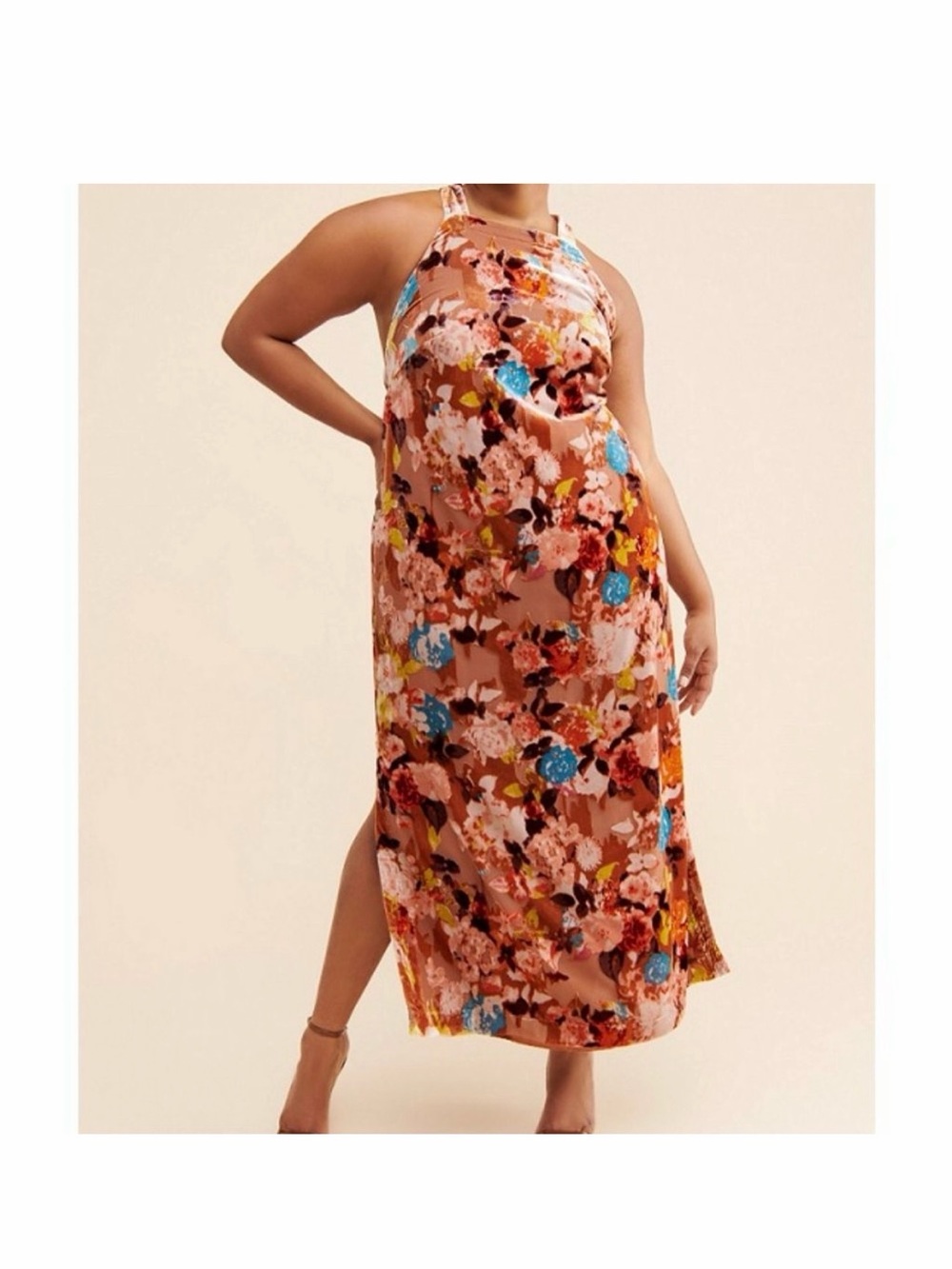 Anthropologie Halter Velvet Maxi Dress